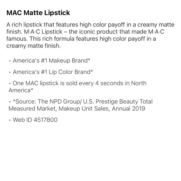 Mac Matte lipstick 💄 New with tag - Picture 8 of 8
